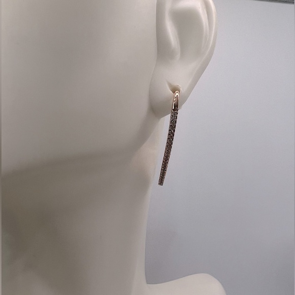 14 rose gold diamond hook earrings - Picture 7 of 7
